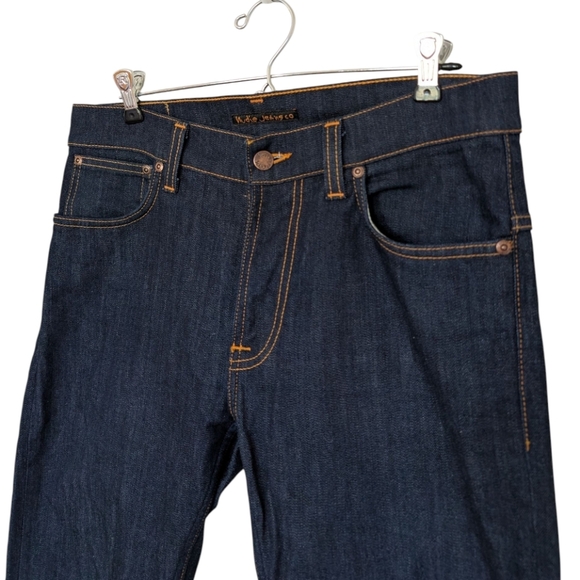 Nudie Jeans Thin Finn Jeans Dry Ecru Embo Dark Blue Wash Men's size 32 x 34 - Picture 13 of 15